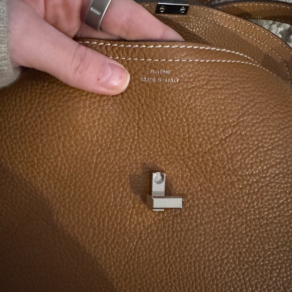 Toteme T Lock Clutch in Textured Brown Leather - Picture 7 of 9